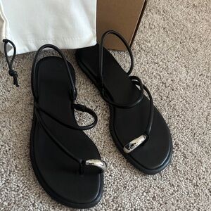 Elegant Black Sandals with Silver Accents